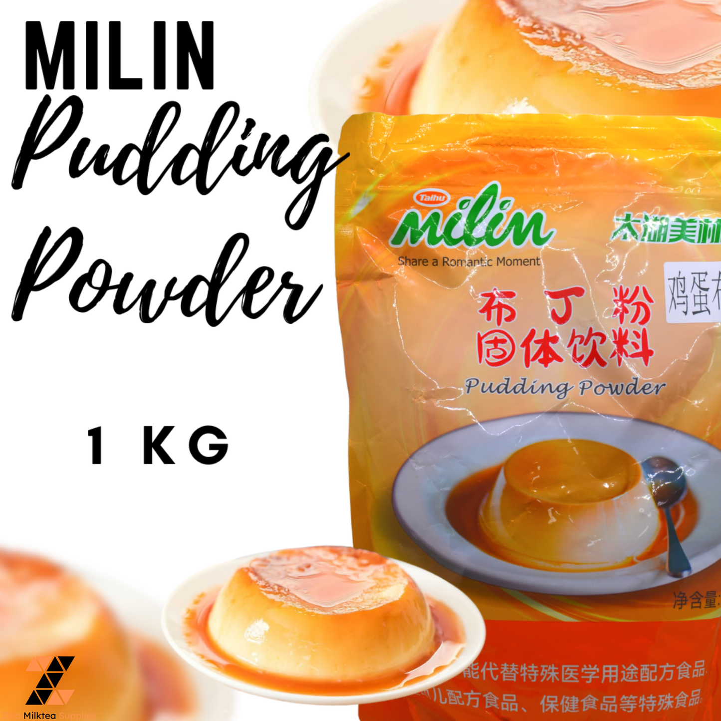 Milin Egg Pudding Powder 1kg for Milktea, Milk Tea, Shake and Frappe