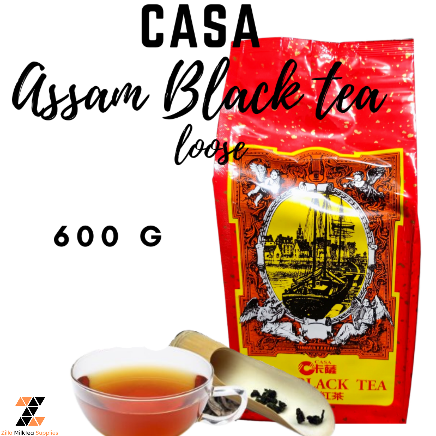 CASA Assam Black Tea, Jasmine Green Tea 600g tea bags for Milktea, Milk Tea