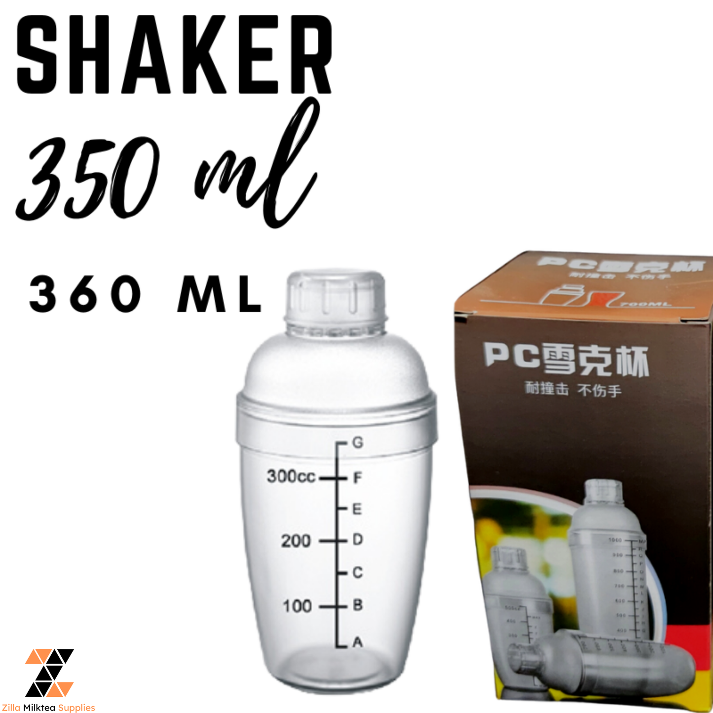 High Quality Acrylic Cocktail PC Shaker with Label for Milktea, Milk Tea, Fruit Tea, Green tea Shake