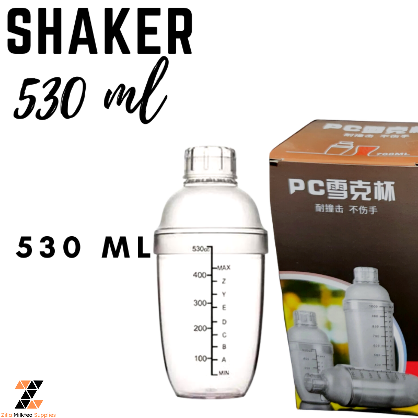 High Quality Acrylic Cocktail PC Shaker with Label for Milktea, Milk Tea, Fruit Tea, Green tea Shake
