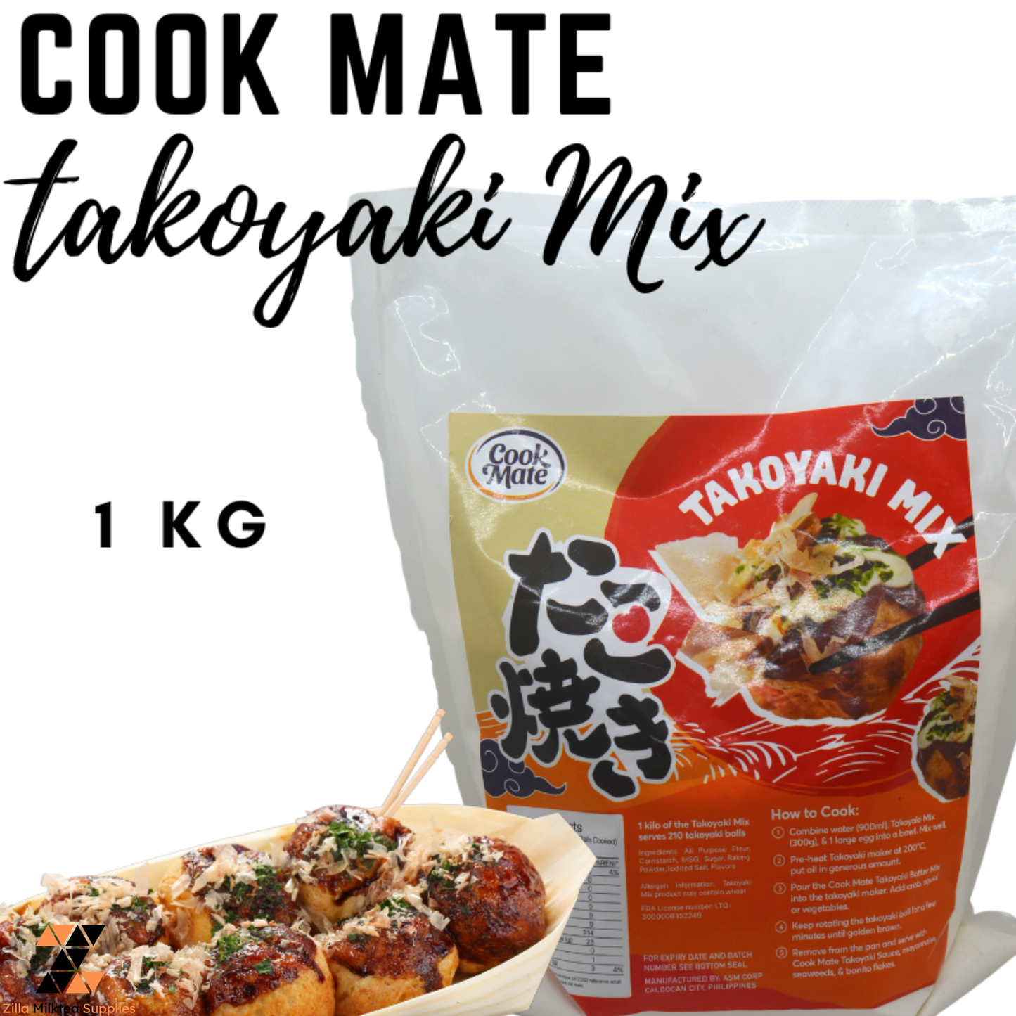 Cook Mate Takoyaki Mix by Milktea Mate, Tako Mix, Tako Flour, Takoyaki Flour 1000g, 1Kilo, 1kg