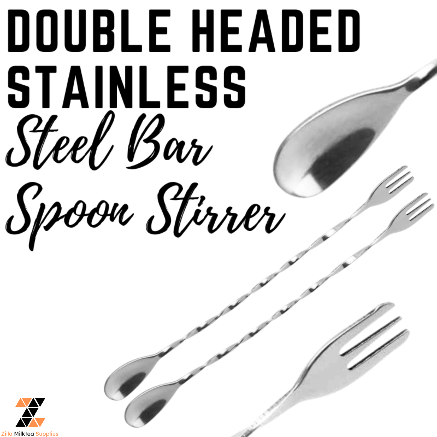 Double Headed Stainless Steel Bar Spoon Stirrer for Milktea, Milk Tea, Shake and Frappe