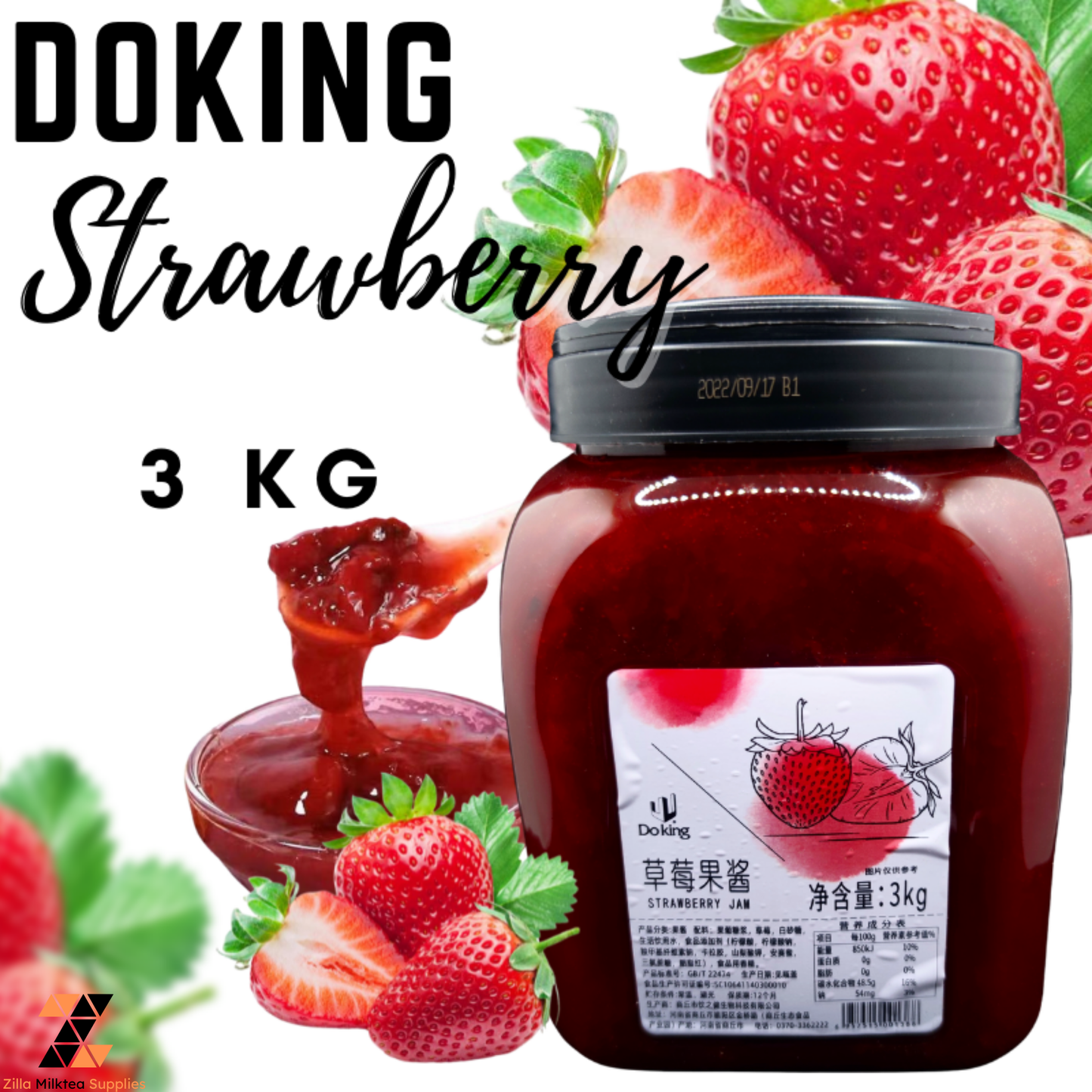 Doking 3kg Blueberry, Strawberry, Mango Jam for Milktea, Milk Tea, Fruit Tea, Green tea Shake, Frappe