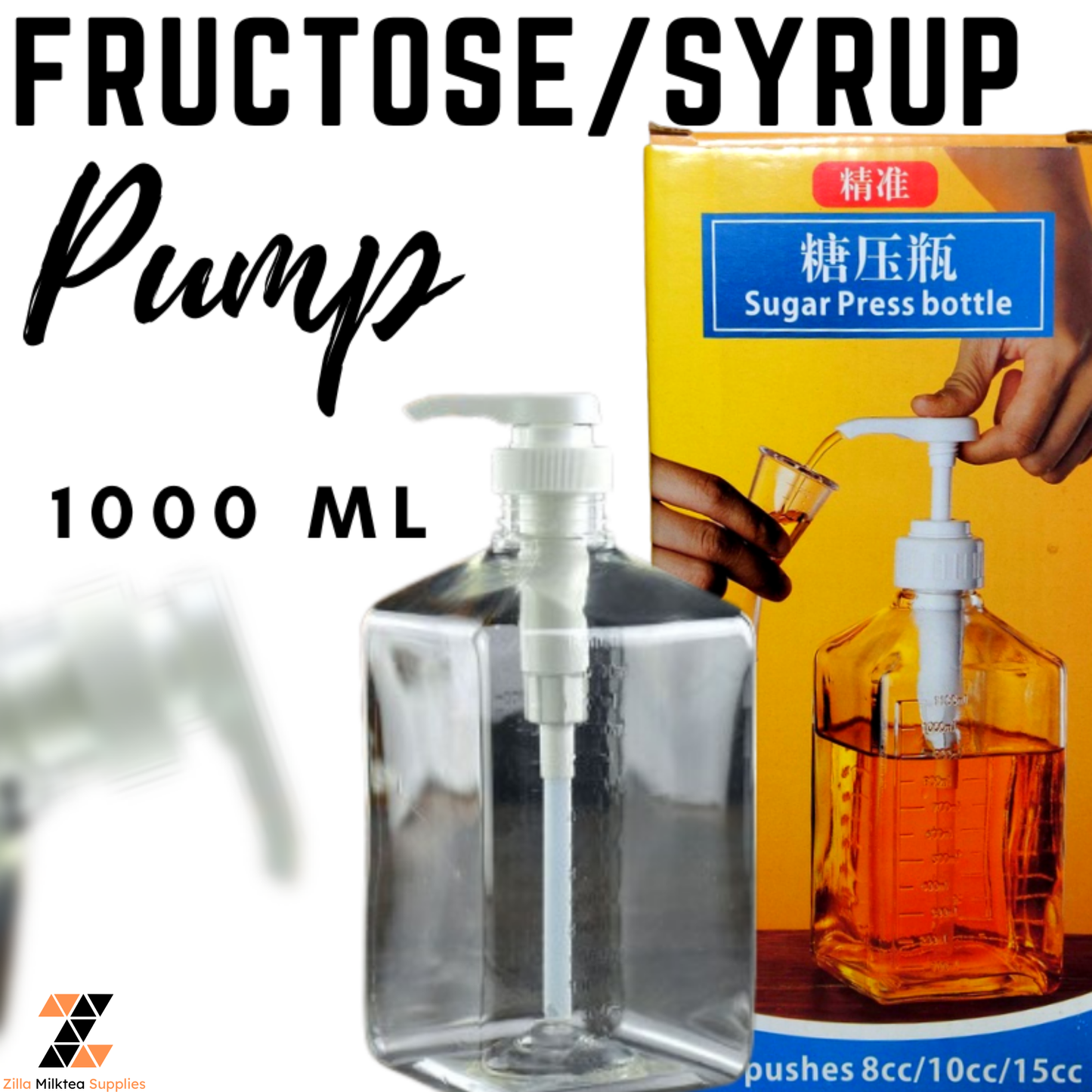 FRUCTOSE PUMP / SYRUP PUMP 10cc with 1000ml GLASS BOTTLE for MilkTea, Shakes and Frappe