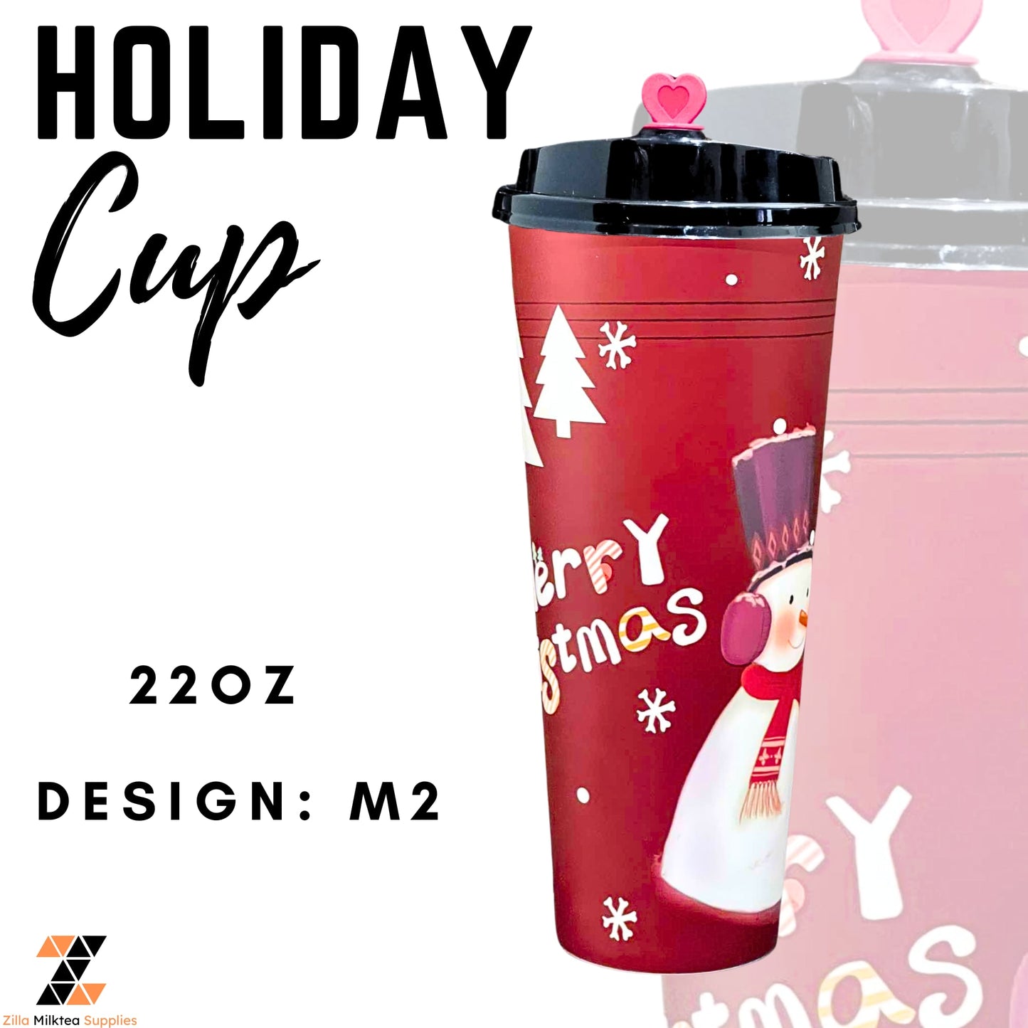 50 PCS Hard Cup Only Clear and Holiday Designs for MilkTea, Shakes and Frappe