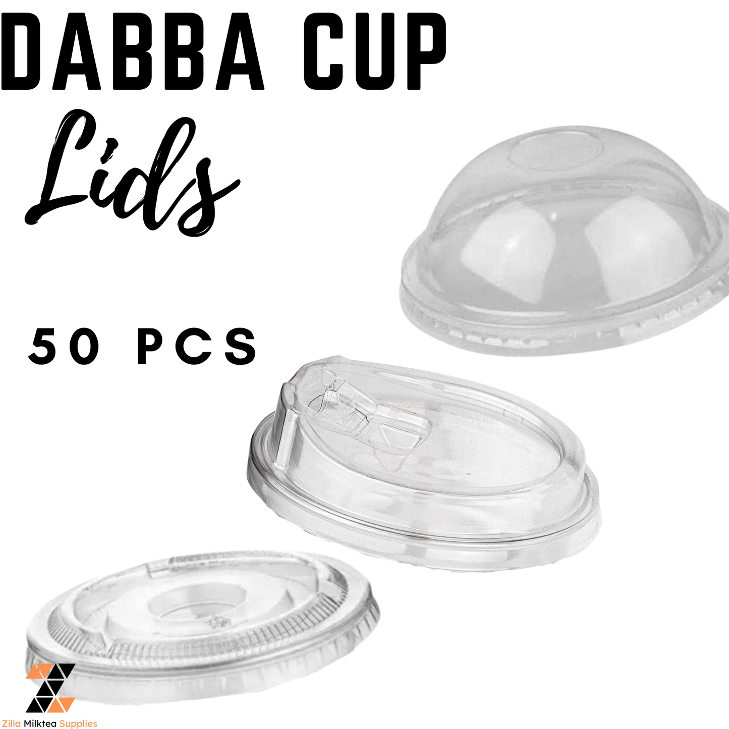 Dabba Cups, Dabba Lids Strawless / Flat / Dome 50-100 PCS Plastic for MilkTea, Shakes and Frappe