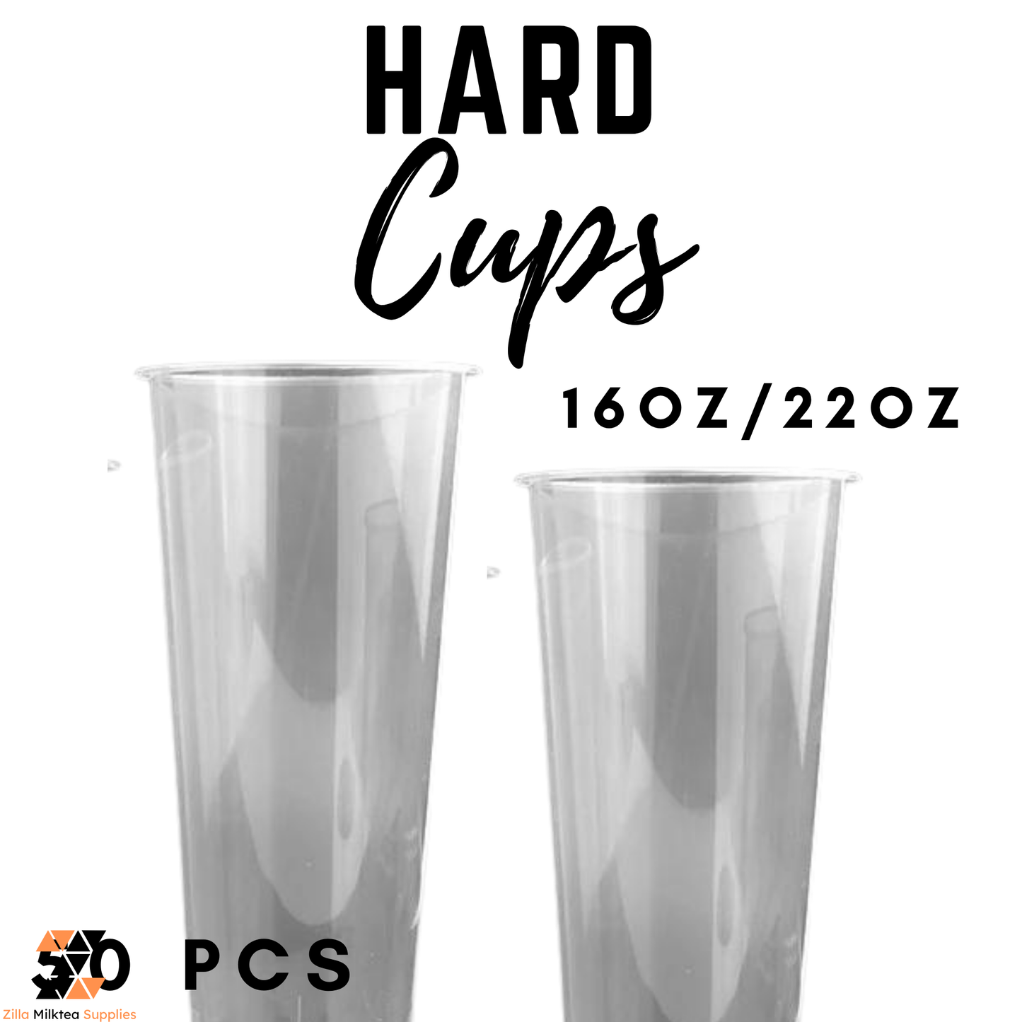 50 PCS Hard Cup Only Clear and Holiday Designs for MilkTea, Shakes and Frappe