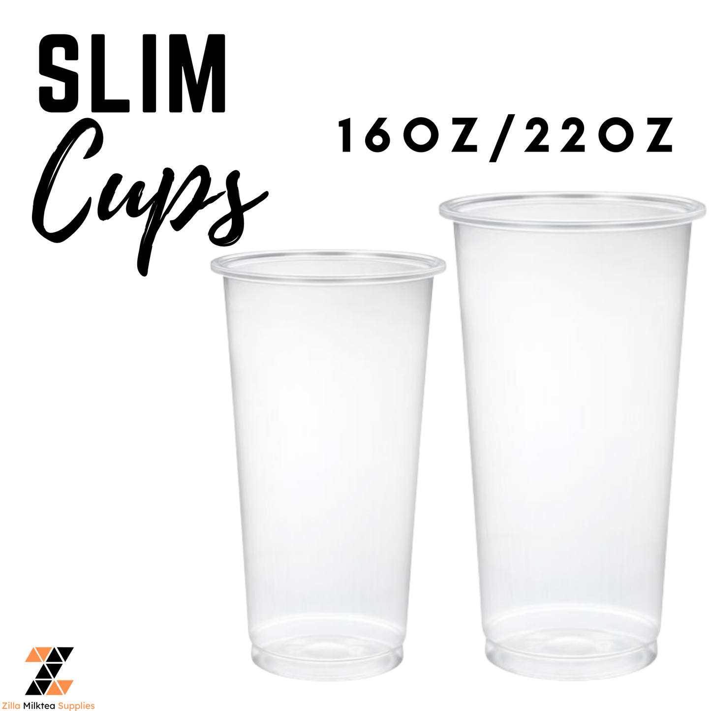 PP 90 Slim Cups 50pcs for Milktea, Fruit tea, Frappe and Shakes