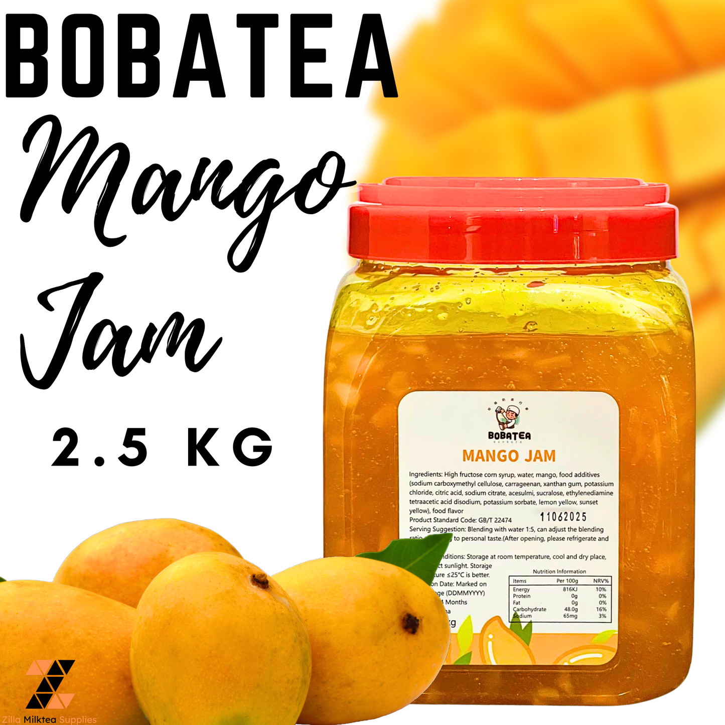 2.5kg Bobatea Blueberry, Strawberry, Mango, Passion Fruit Jam  for Milktea, Milk Tea, Fruit Tea, Frappe.