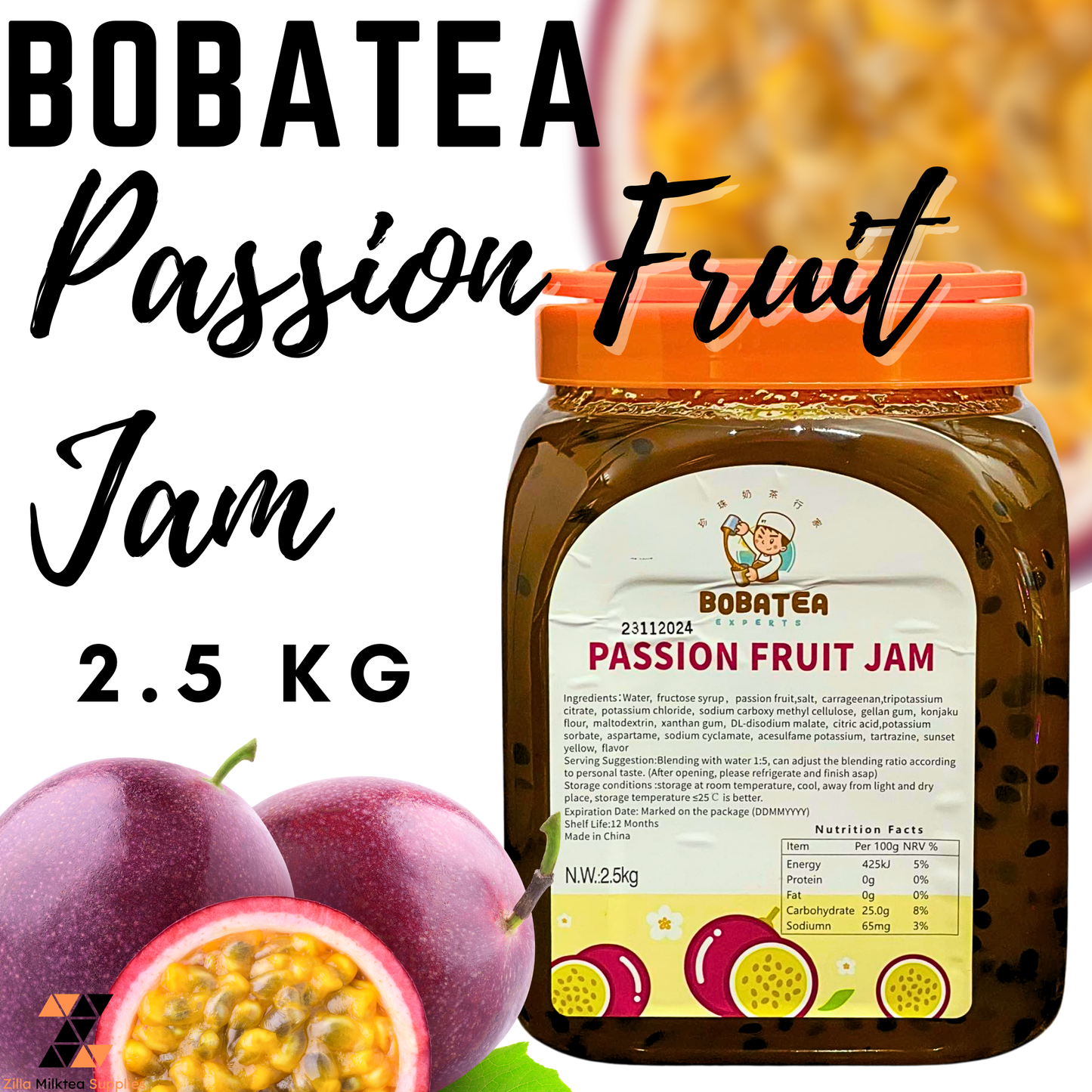 2.5kg Bobatea Blueberry, Strawberry, Mango, Passion Fruit Jam  for Milktea, Milk Tea, Fruit Tea, Frappe.