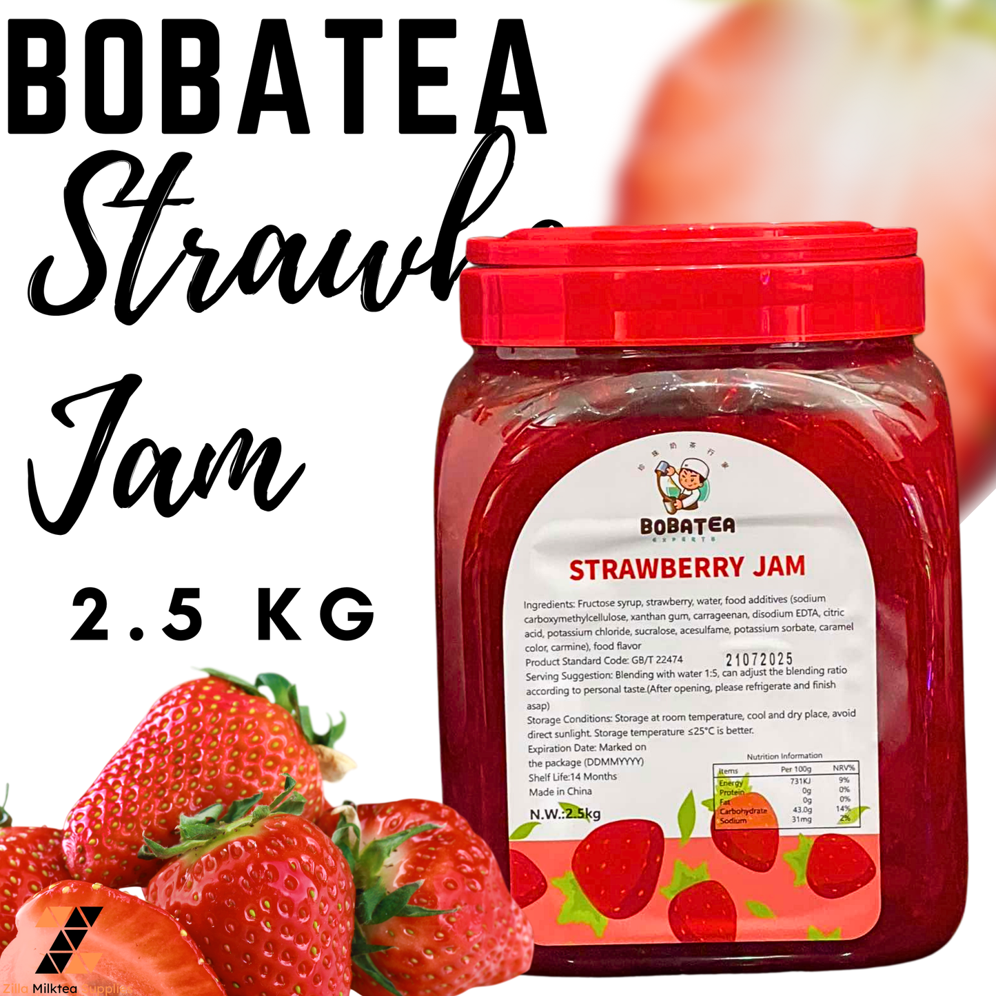 2.5kg Bobatea Blueberry, Strawberry, Mango, Passion Fruit Jam  for Milktea, Milk Tea, Fruit Tea, Frappe.