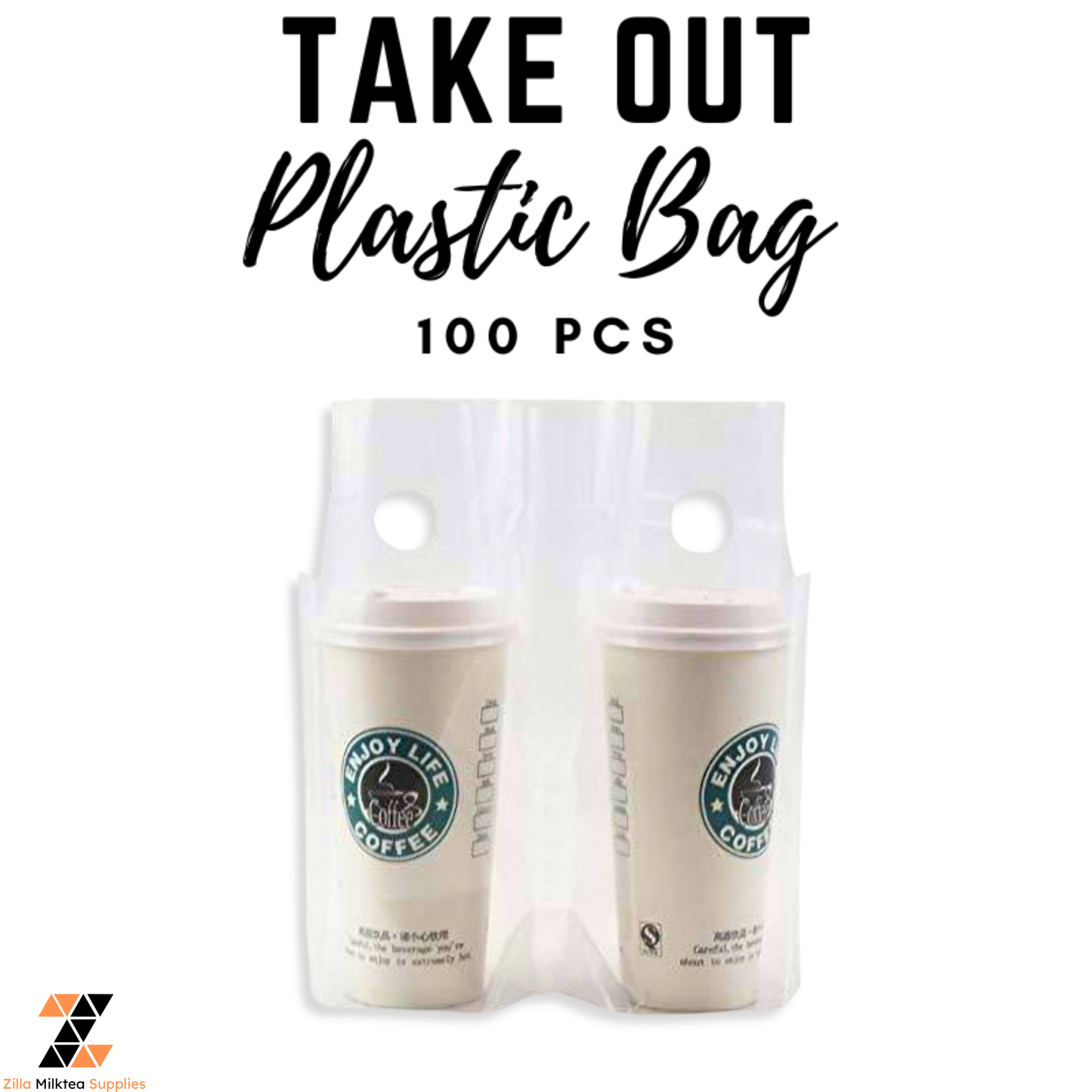 Take Out Plastic 100 pieces, Clear and Holiday Print Milk Tea, Fruit Tea, Green tea Shake, Frappe