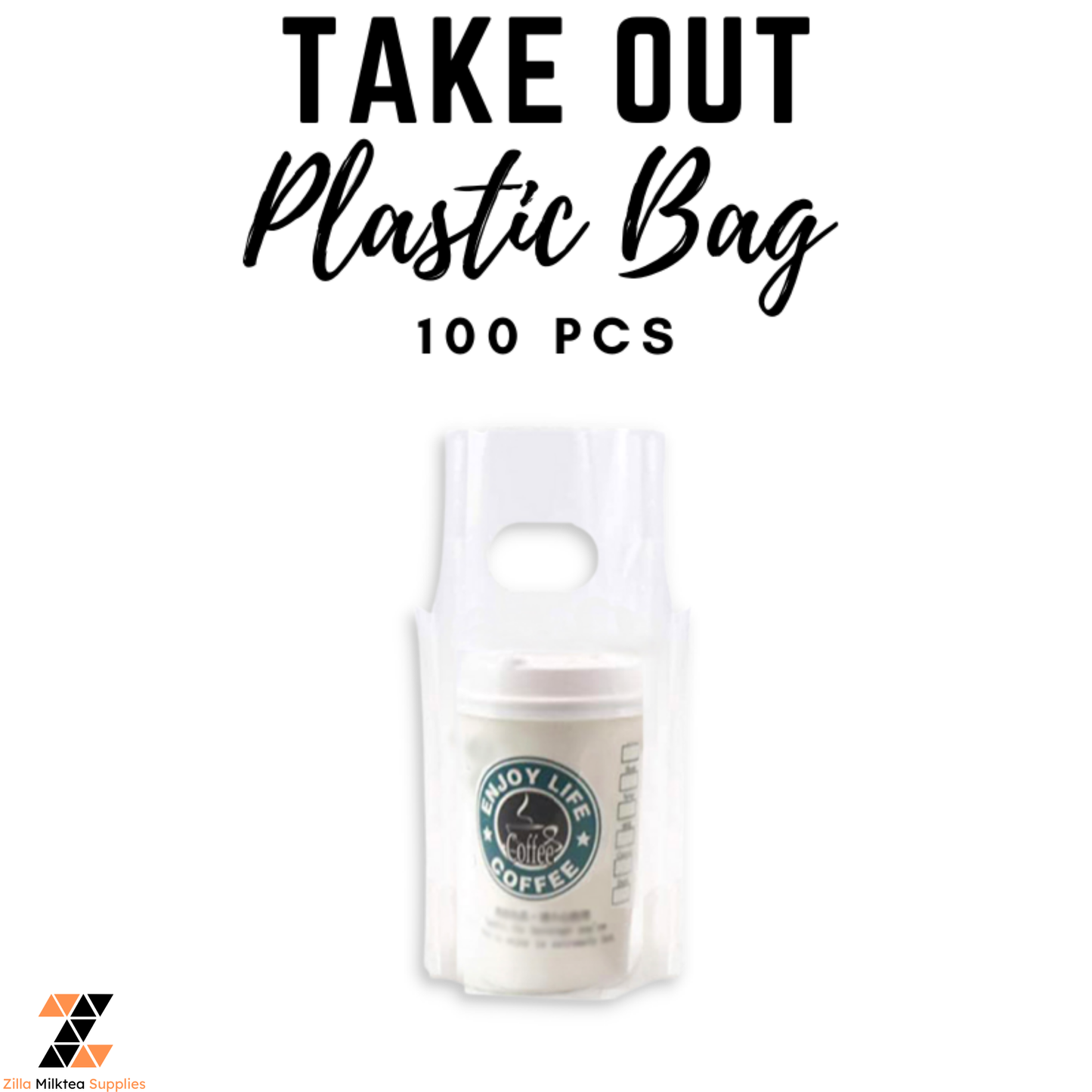 Take Out Plastic 100 pieces, Clear and Holiday Print Milk Tea, Fruit Tea, Green tea Shake, Frappe
