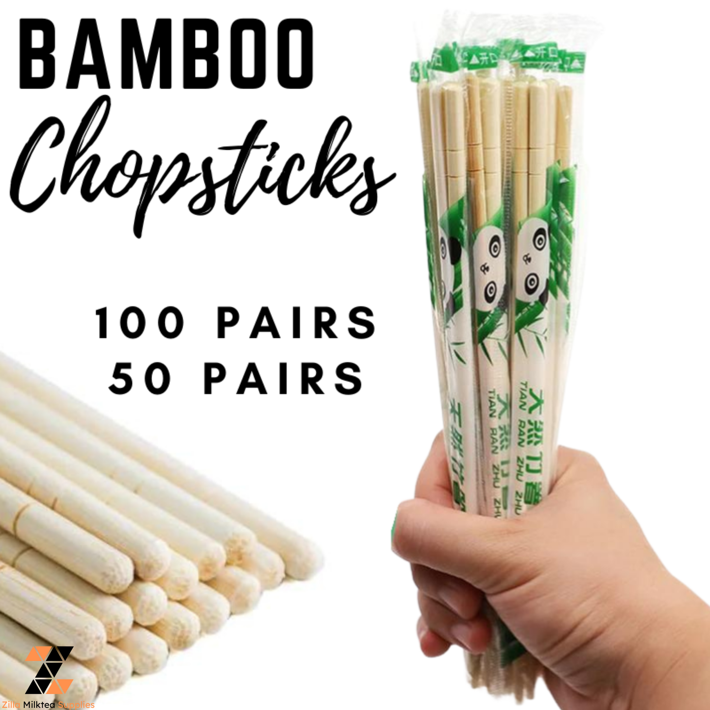 Bamboo Chopsticks 100 pairs / 50 pairs per Pack Good Quality, Ramen, Takoyaki, Noodles