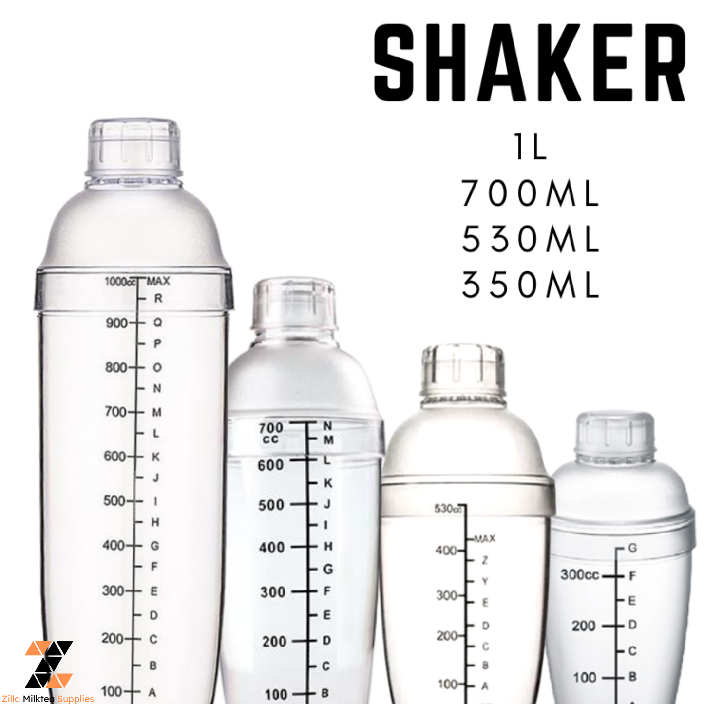 High Quality Acrylic Cocktail PC Shaker with Label for Milktea, Milk Tea, Fruit Tea, Green tea Shake
