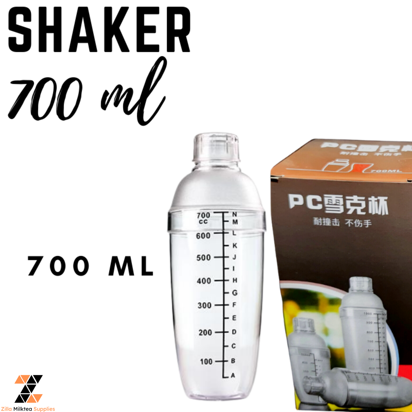 High Quality Acrylic Cocktail PC Shaker with Label for Milktea, Milk Tea, Fruit Tea, Green tea Shake