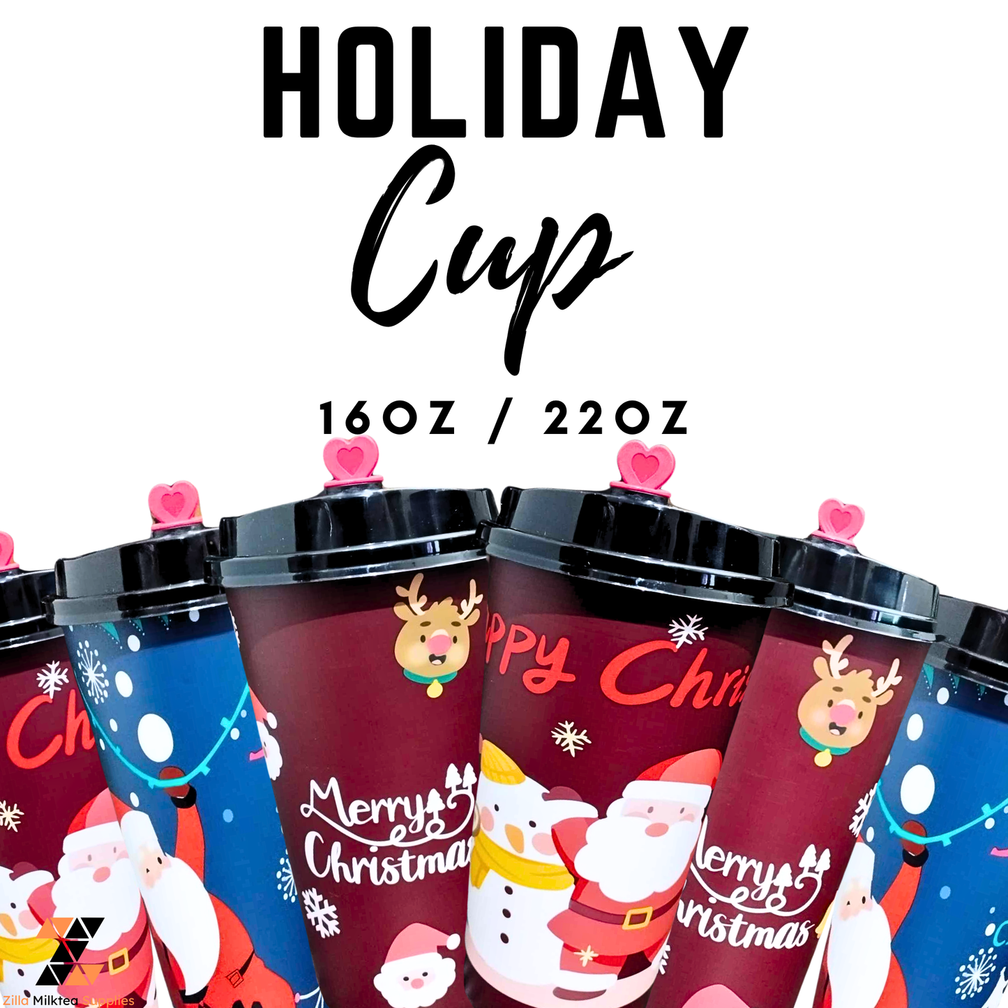 50 PCS Hard Cup Only Clear and Holiday Designs for MilkTea, Shakes and Frappe