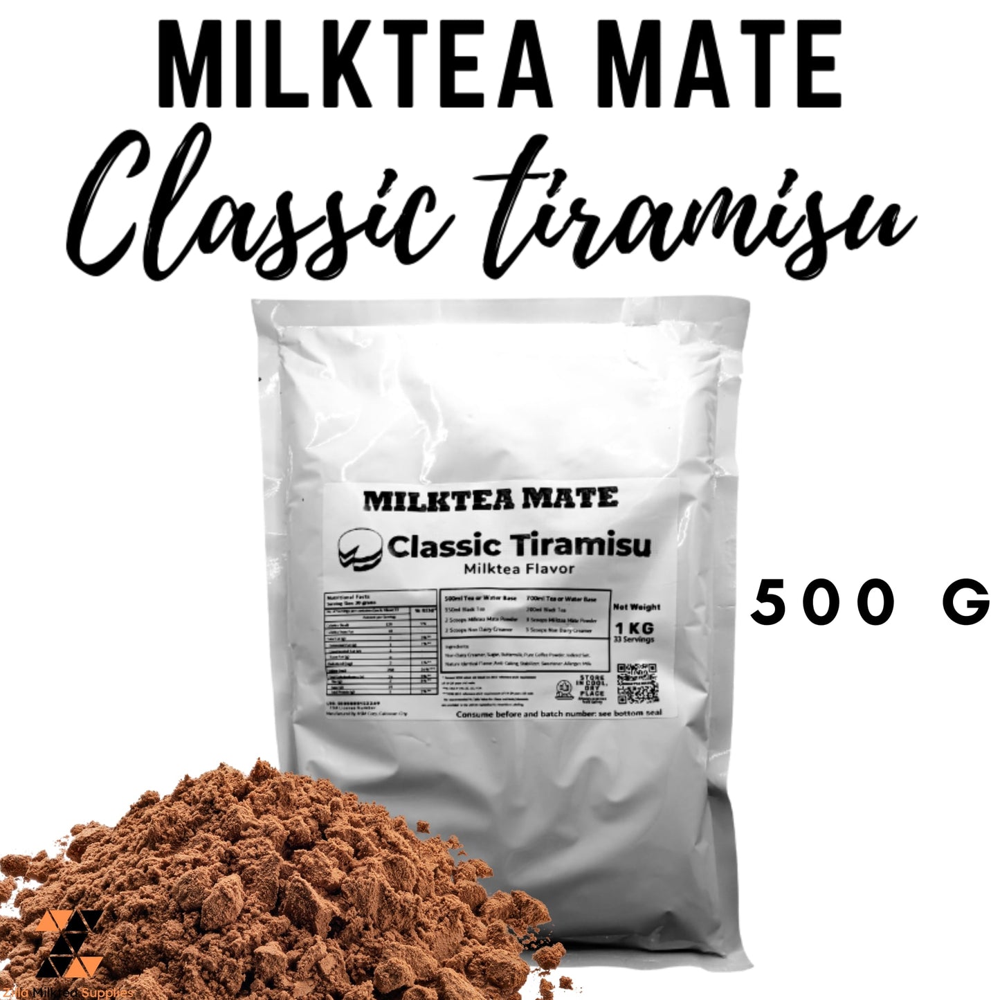 MLKT Powders, Milktea Mate Premium Powder Flavor 500g for MilkTea, Shakes and Frappe