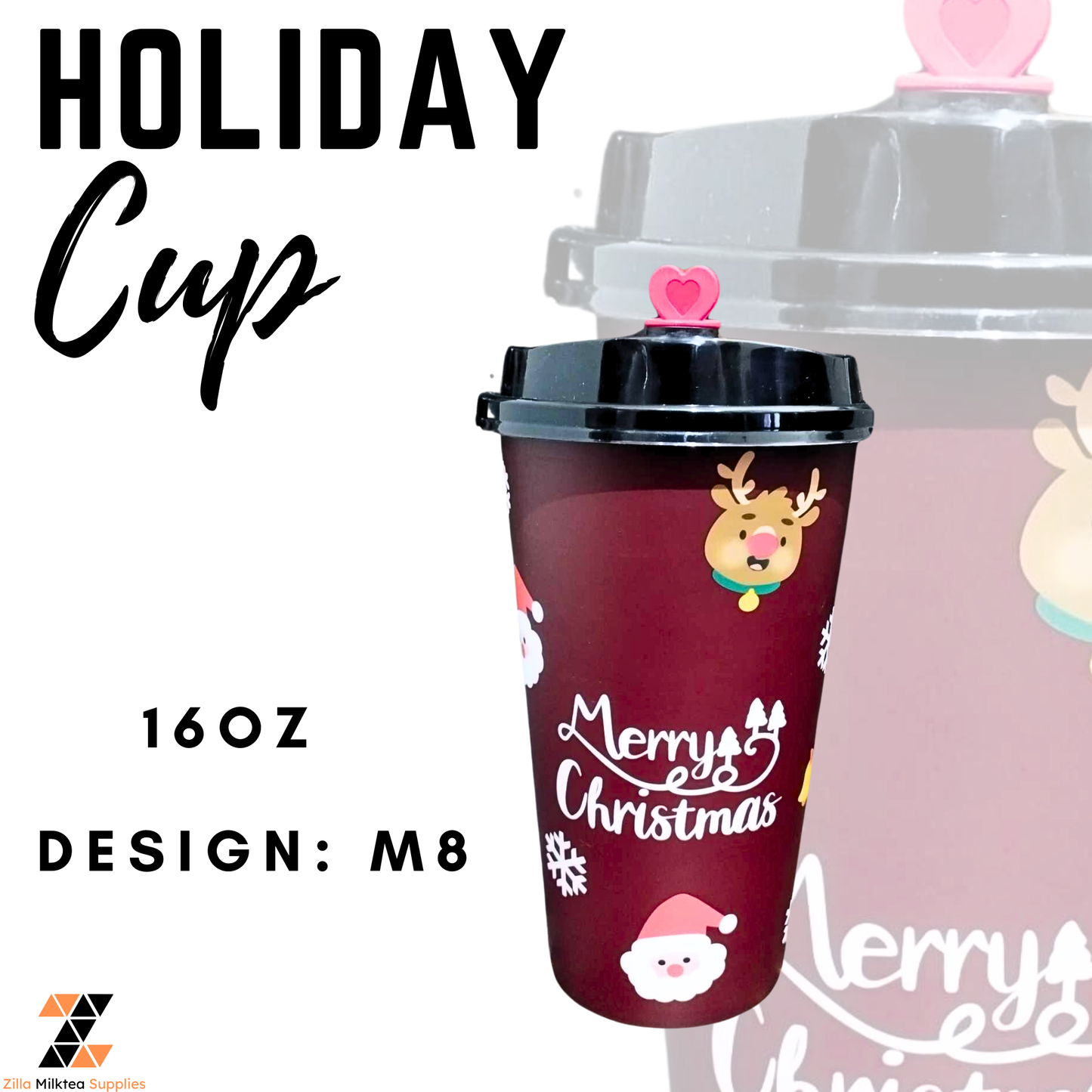 50 PCS Hard Cup Only Clear and Holiday Designs for MilkTea, Shakes and Frappe