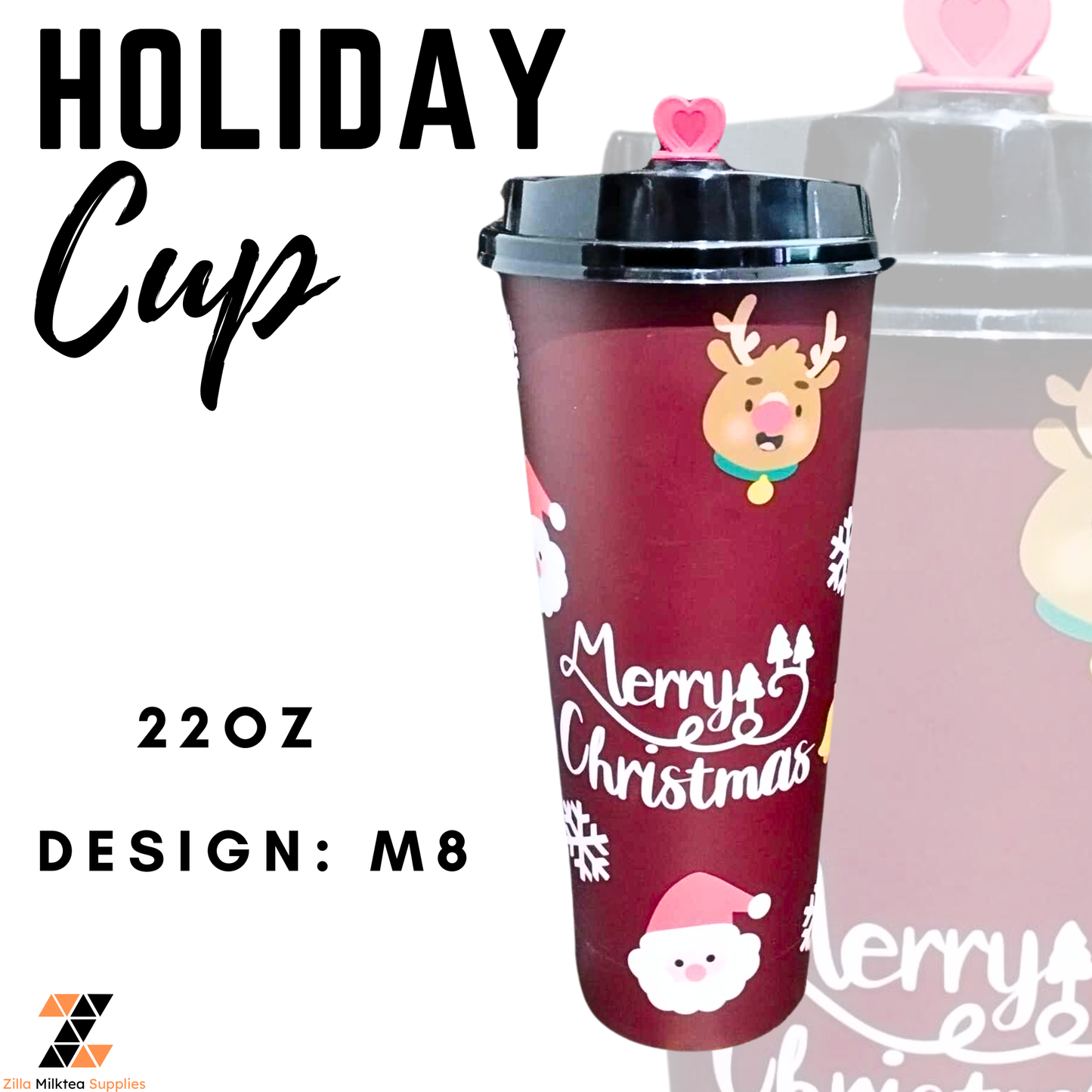50 PCS Hard Cup Only Clear and Holiday Designs for MilkTea, Shakes and Frappe