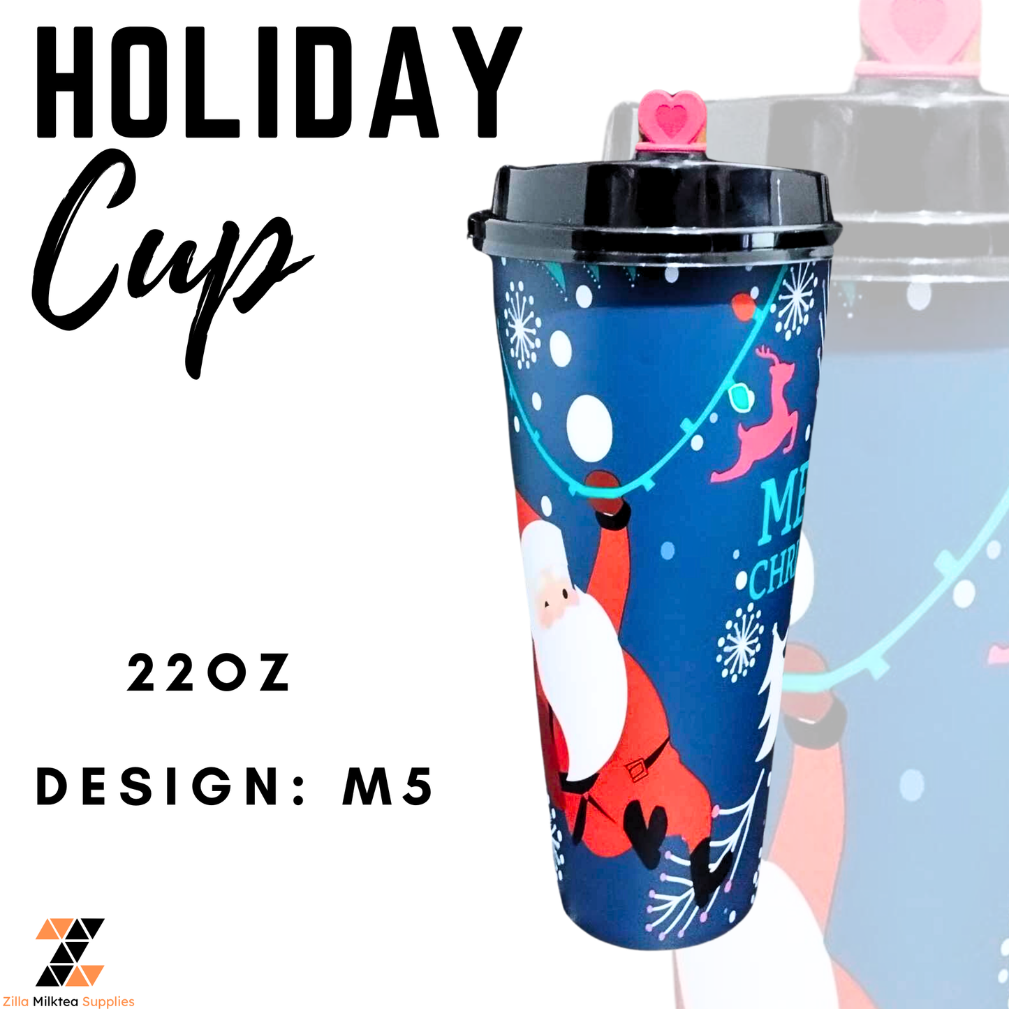 50 PCS Hard Cup Only Clear and Holiday Designs for MilkTea, Shakes and Frappe