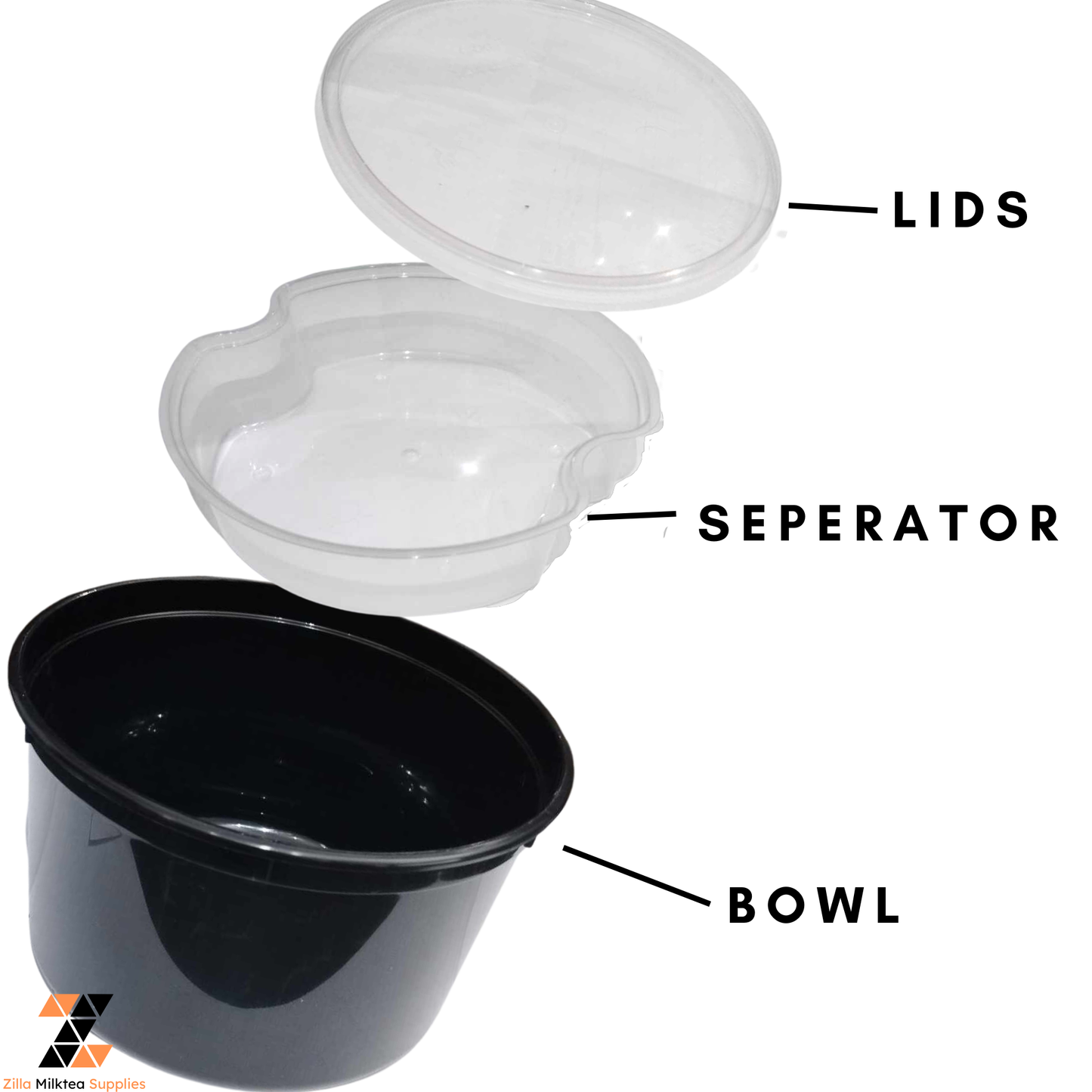 Disposable Ramen Bowls 1000ml with Food Separators and Lids 10pcs per Pack