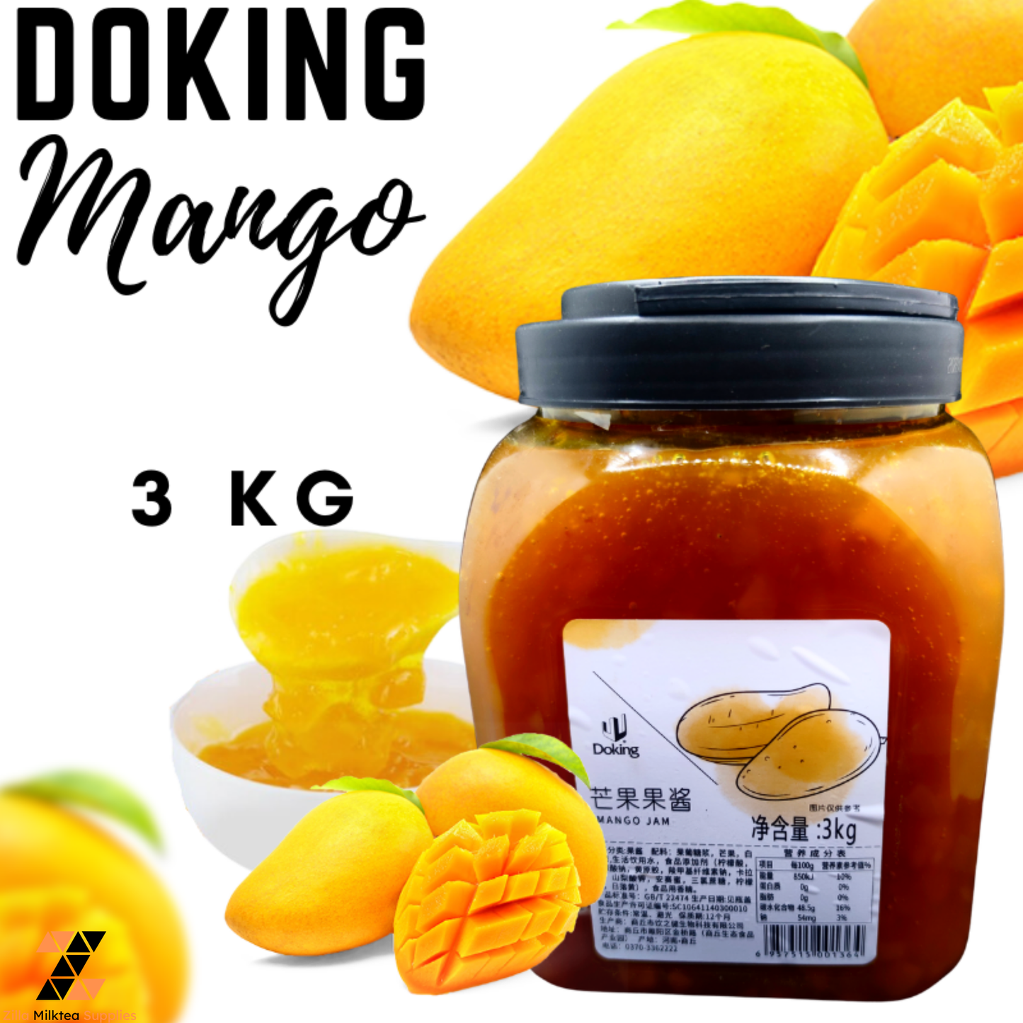 Doking 3kg Blueberry, Strawberry, Mango Jam  for Milktea, Milk Tea, Fruit Tea, Green tea Shake, Frappe
