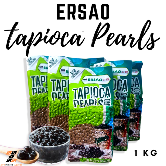 Ersao Tapioca Black Pearl Regular 1kg for Milktea, Milk Tea, Shakes and Frappe