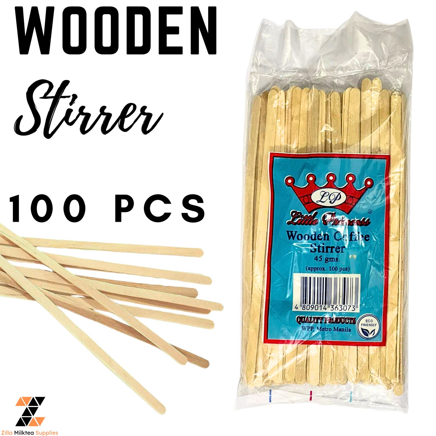 Plastic Stirrer Red & wood 100pcs