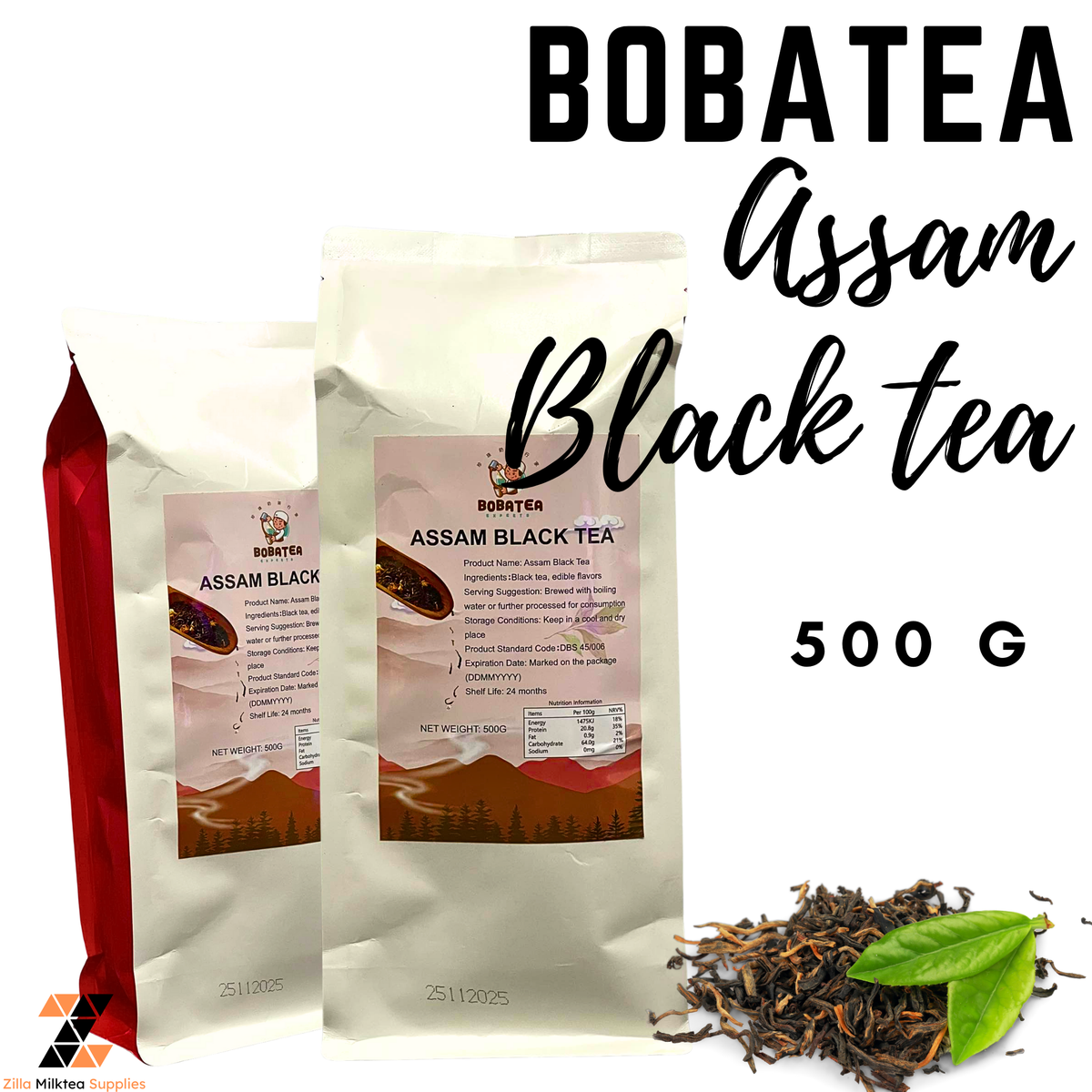 Bobatea Assam Black Tea, Jasmine Green Tea 500g Loose for Milktea, Mil ...